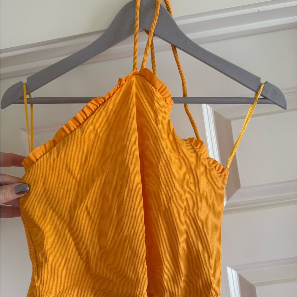 Zara Orange Ruffled Camisole